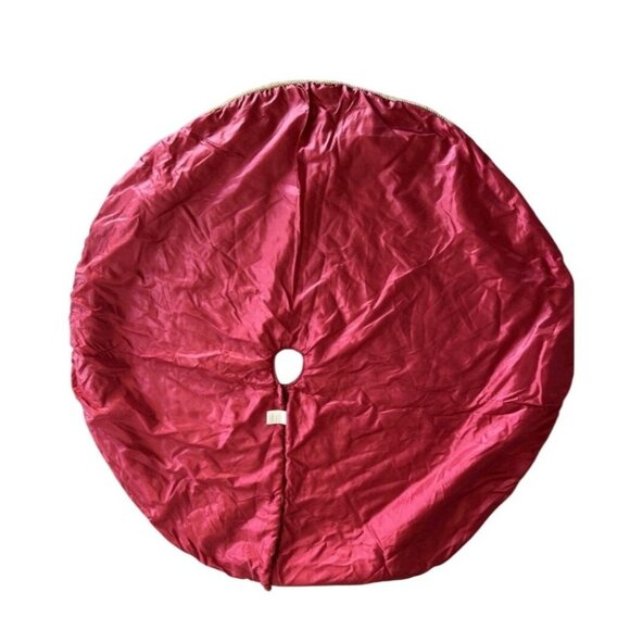 Martha Stewart Red & Gold Star Christmas Tree Skirt 48" Reversible - Picture 3 of 7